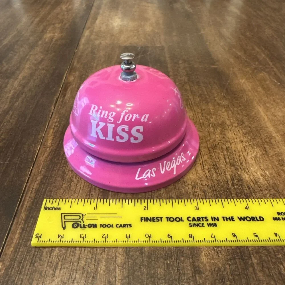 Bell Las Vegas Ring For A Kiss Novelty Metallic Souvenir Gift Collectible Pink